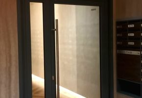 Двери фасадные Nayada-Fasad в проекте Изготовление и монтаж фасадных систем на объекте ЖК Машаров ГП 1.1.