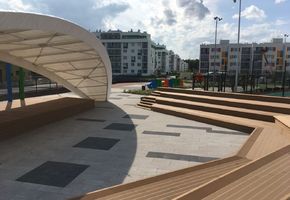 Устройство террассной доски на сцене и трибуне ЖК Биография
